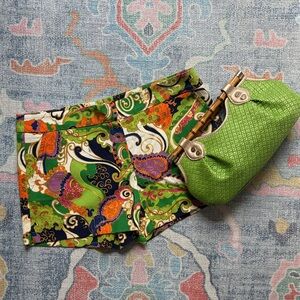 Trina Turk, Palm Royale vibes! retro, colorful tapestry style, cotton blend. EUC